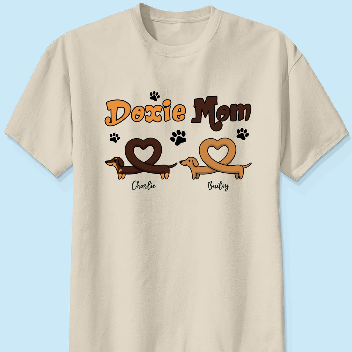 Doxie Mom Cute Heart Dachshunds Personalized Shirt