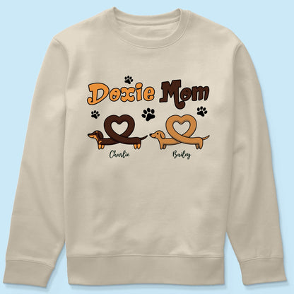 Doxie Mom Cute Heart Dachshunds Personalized Shirt