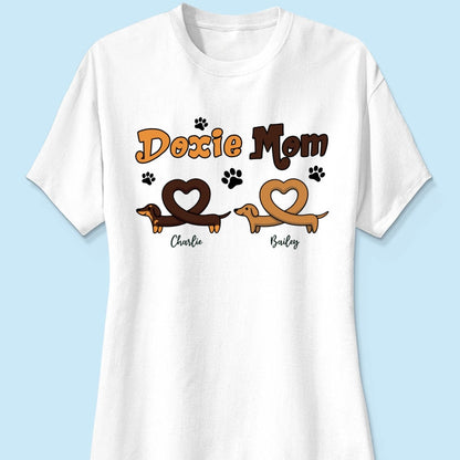Doxie Mom Cute Heart Dachshunds Personalized Shirt