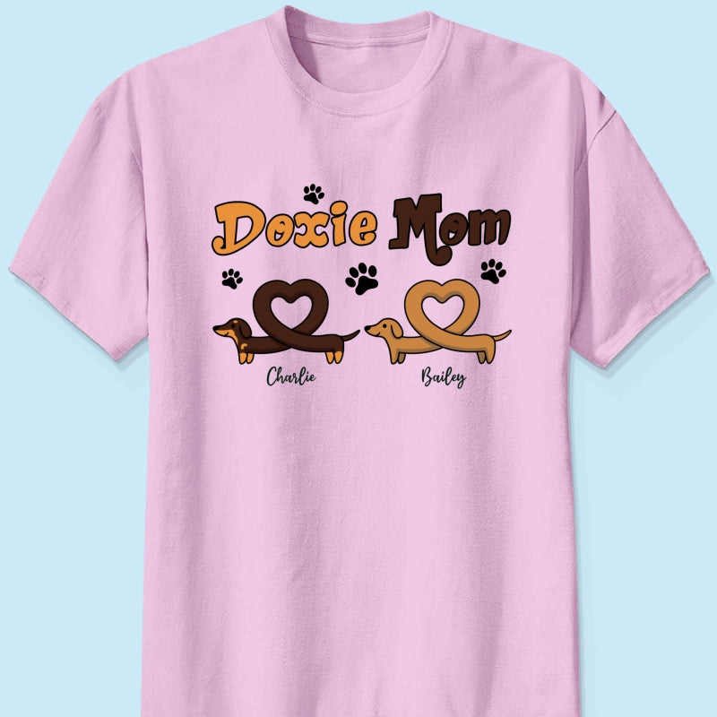 Doxie Mom Cute Heart Dachshunds Personalized Shirt