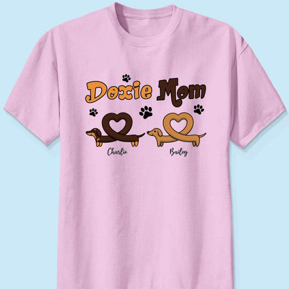Doxie Mom Cute Heart Dachshunds Personalized Shirt