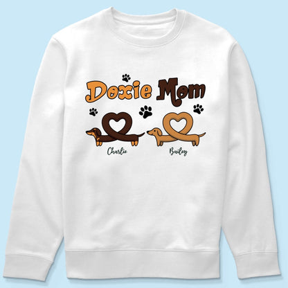 Doxie Mom Cute Heart Dachshunds Personalized Shirt