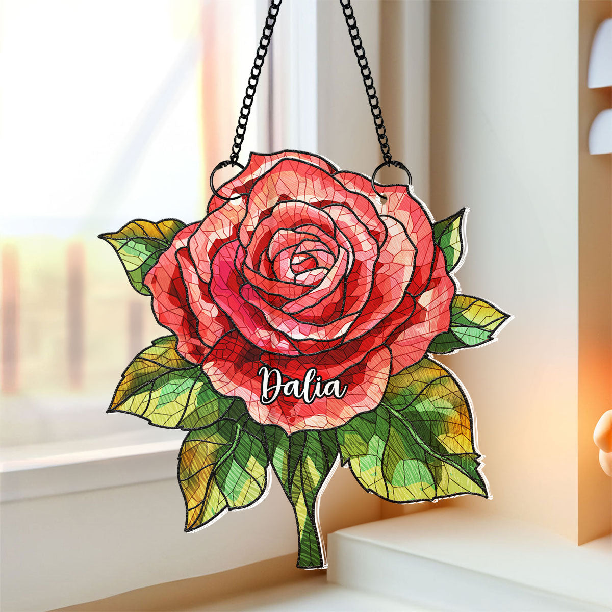 Birth Flower With Name Suncatcher Ornament, Birth Month Flower Acrylic Window Hanging, Birth Flower Memorial Gift, Mothers Day Gift For Mom