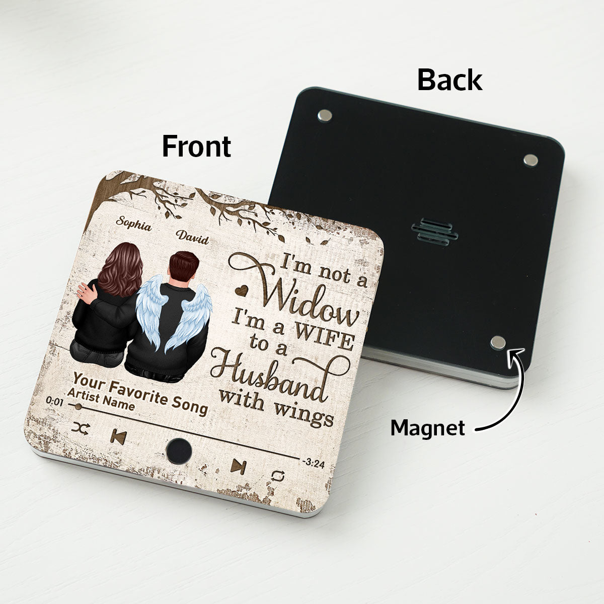 Always With You Couple Back View Under Tree Memorial Keepsake Sympathy Gift Personalized Music Fridge Magnet