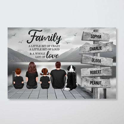 Retro Vintage Family A Little Whole Lot of Love Sign Posts Personalized Poster, Unique 2024 Christmas Gift For Family