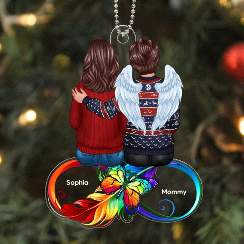 Family Memorial Sitting On Infinity Personalized Custom Shape Acrylic Ornament