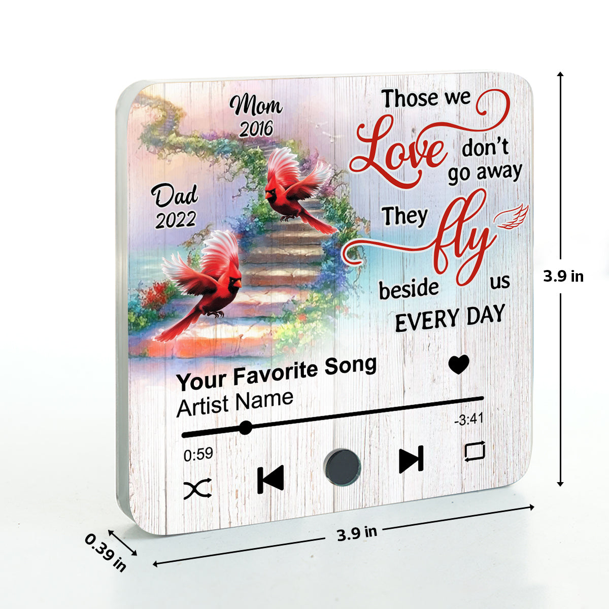 Cardinal Heaven Stairway Personalized Music Fridge Magnet, Memorial Keepsake, Remembrance Gift