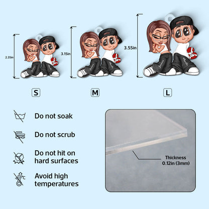 Y2K Couple Personalized Acrylic Keychain, Gift For Him, For Her