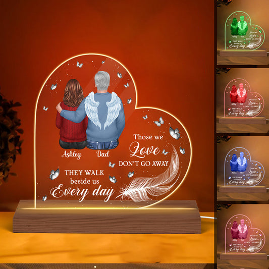 Memorial Family White Feather And Butterflies Personalized Custom Shape LED Night Light