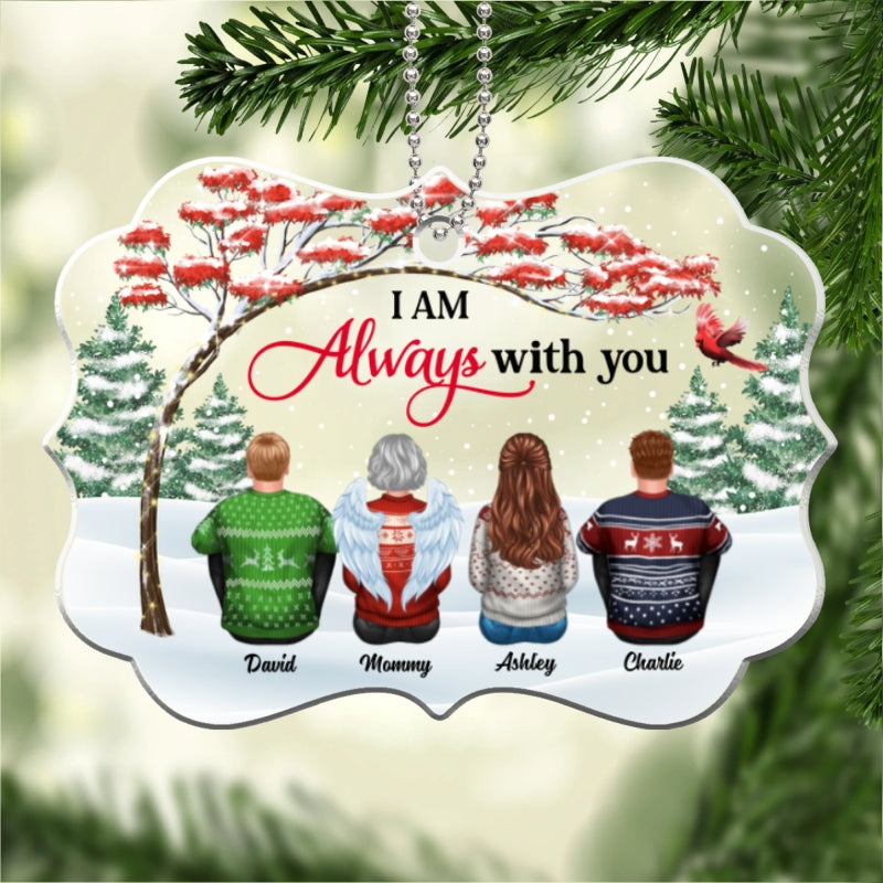 Family Sitting Red Tree Memorial Personalized Acrylic Ornament