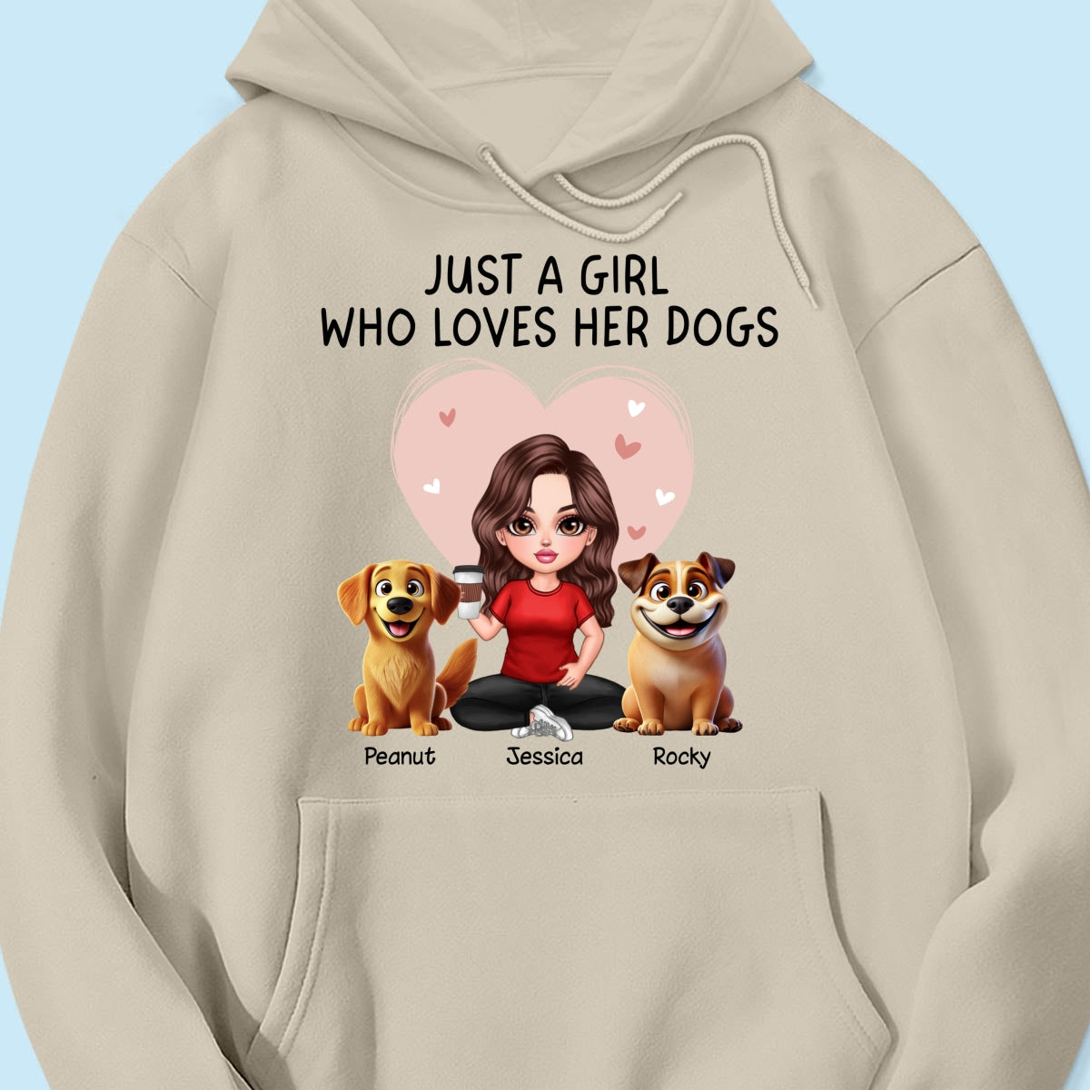 Just A Girl Who Loves Her Dogs Realistic Cartoon Dogs Personalized Shirt, Valentine's Day Gift For Dog Lover