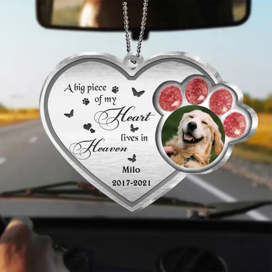 A Big Piece Of My Heart Lives In Heaven - Personalized Car Photo Ornament - The Next Custom Gift