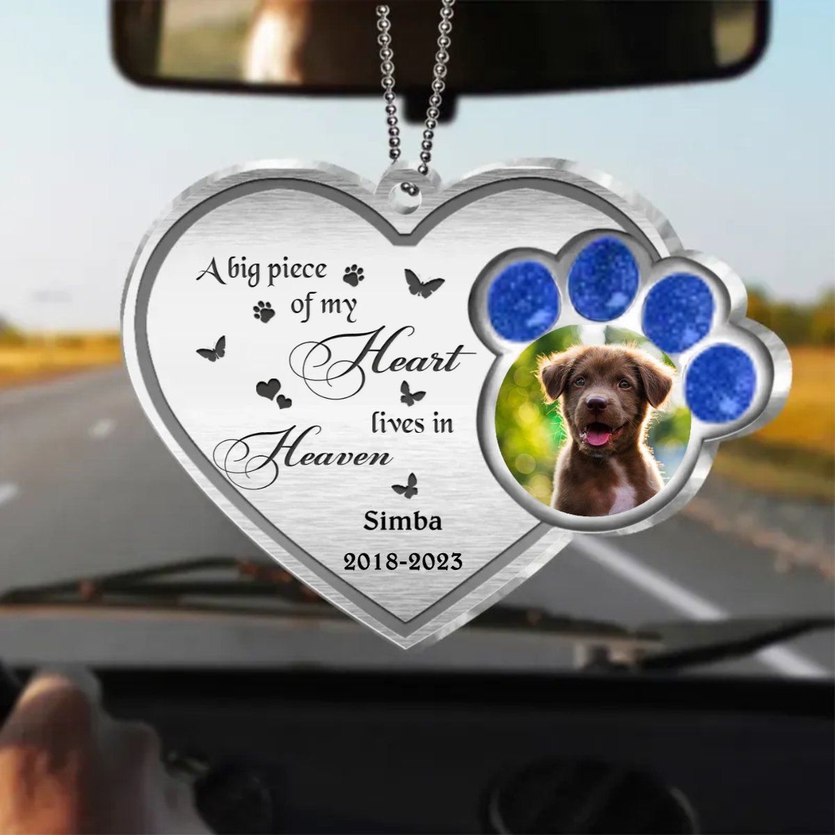 A Big Piece Of My Heart Lives In Heaven - Personalized Car Photo Ornament - The Next Custom Gift
