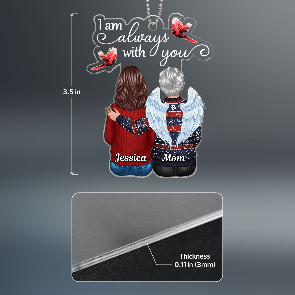 Cardinals I Am Always With You Christmas Family Memorial Remembrance Gift Personalized Acrylic Ornament