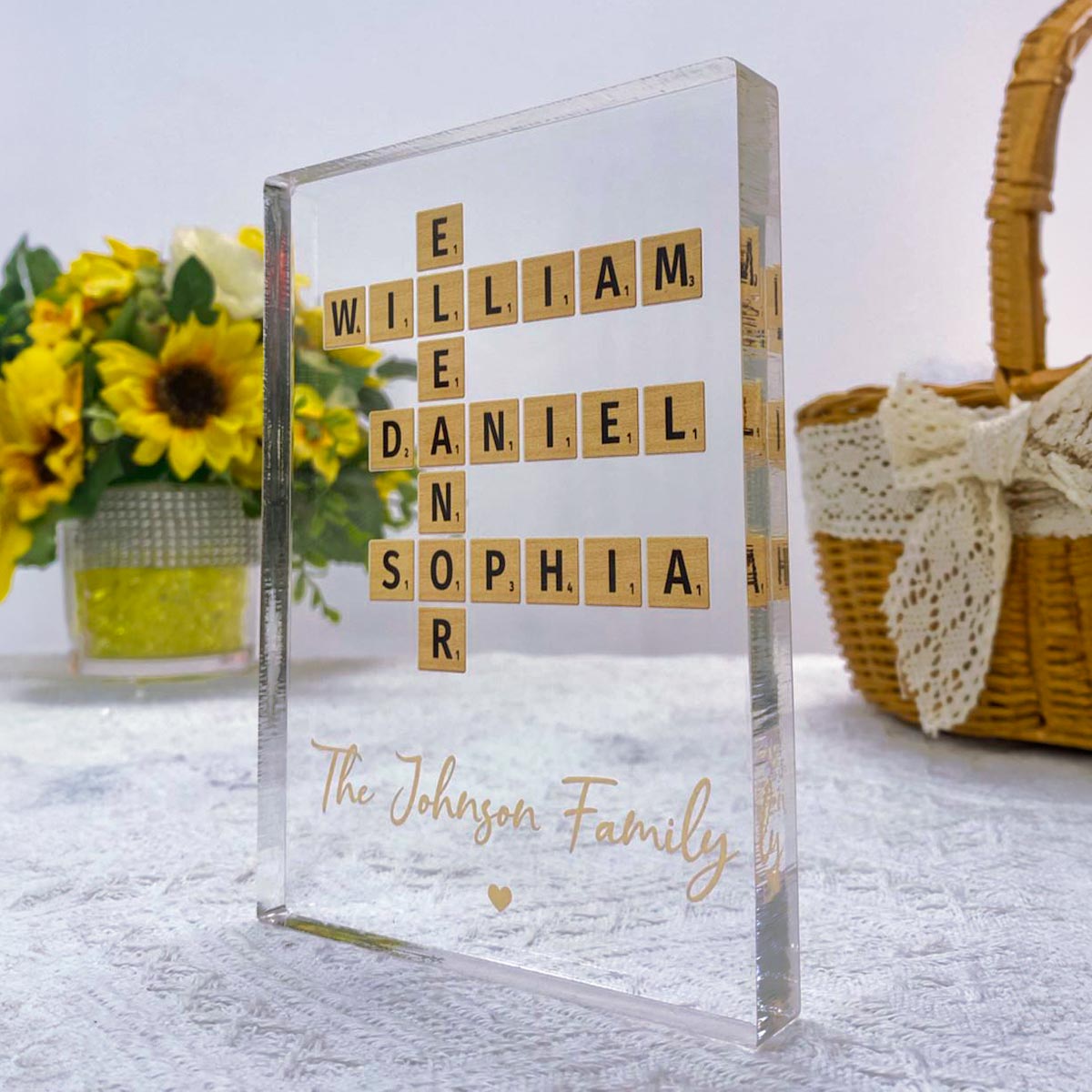 Family Crossword Art Created In A Moment, Treasured Forever Personalized Acrylic Block Plaque