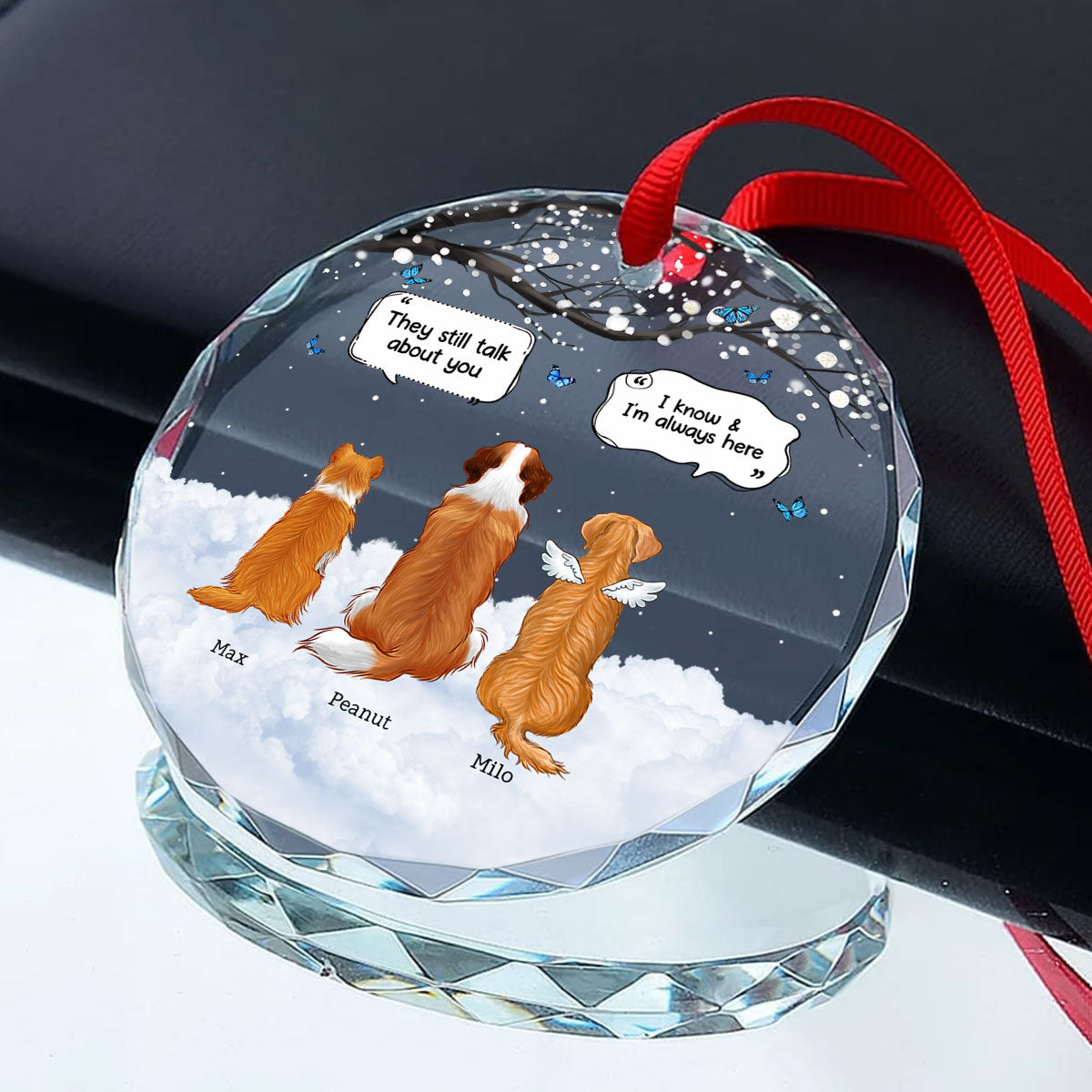 Pet Dog Cat Memorial Keepsake Sympathy Gift Personalized Glass Ornament