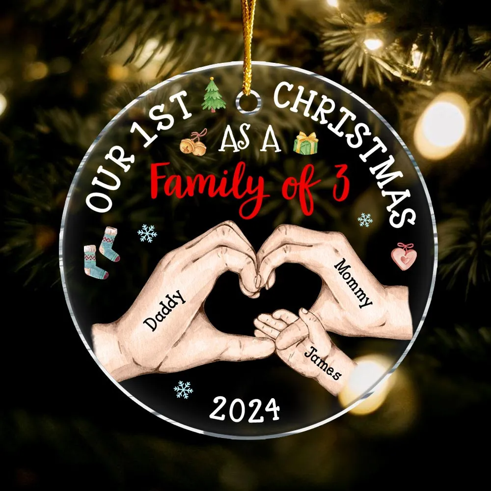 Personalized Baby's First Christmas As A Family Circle Ornament