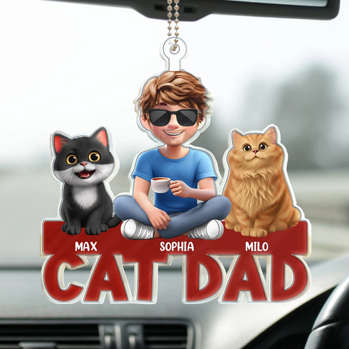 Cat Mom Cat Dad - Personalized Acrylic Car Hanger