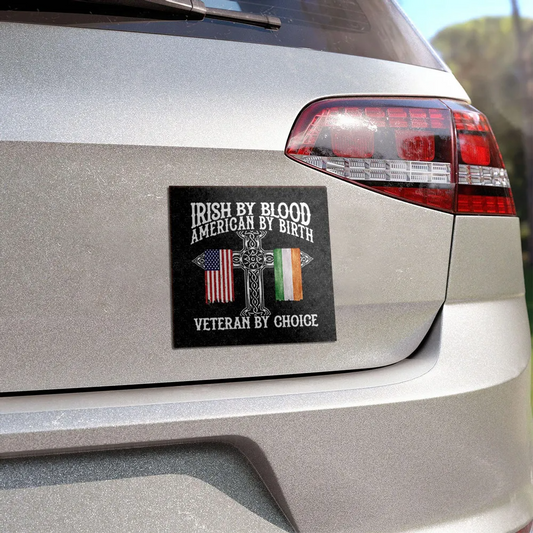St. Patrick's Day Irish By Blood American By Birth Customize Title Personalized Car Magnet