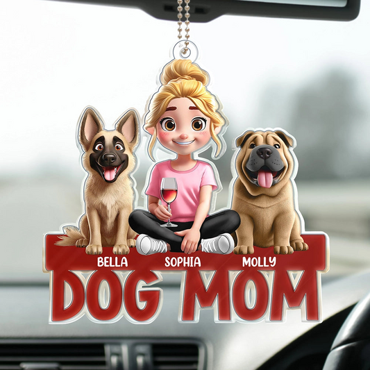 Dog Mom Dog Dad - Personalized Acrylic Car Hanger