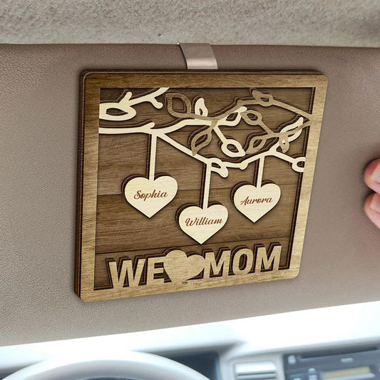 We Love Mom Dad - Personalized Custom Shaped Car Visor Clip