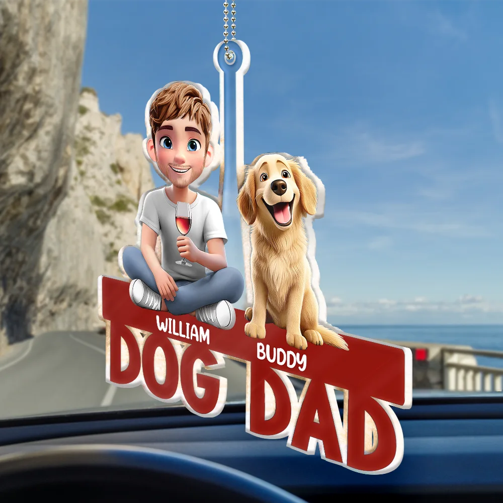 Dog Mom Dog Dad - Personalized Acrylic Car Hanger