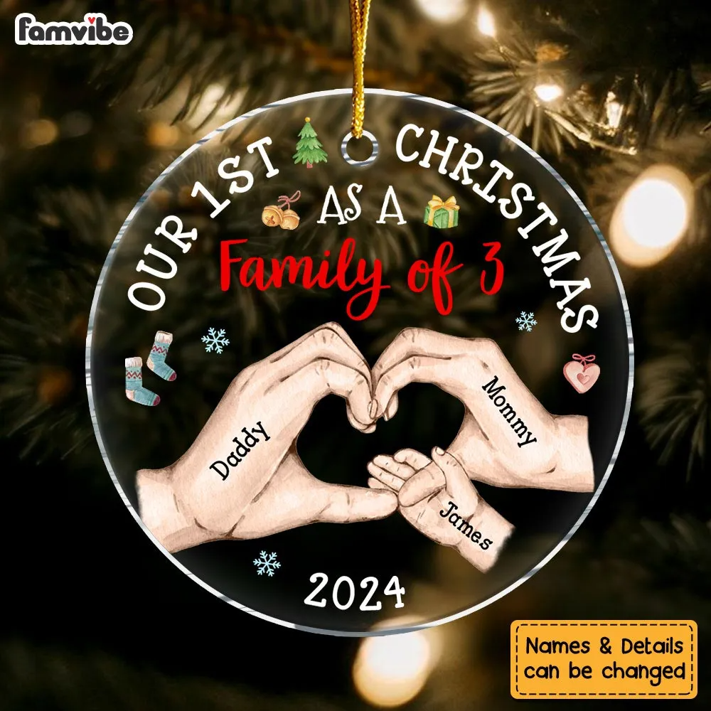 Personalized Baby's First Christmas As A Family Circle Ornament