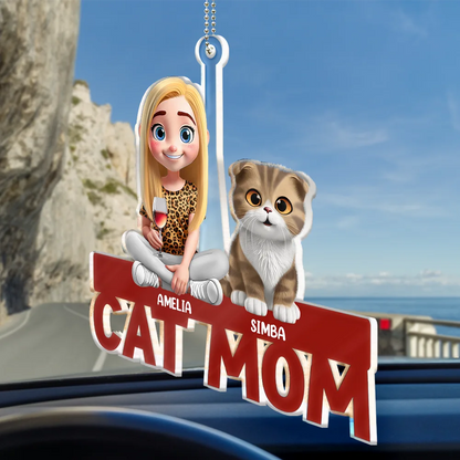 Cat Mom Cat Dad - Personalized Acrylic Car Hanger