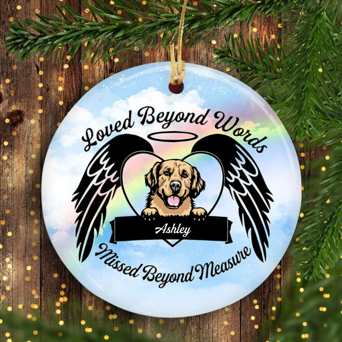 Christmas Dog Memorial Loved Beyond Words Personalized Dog Decorative Memorial Ornament