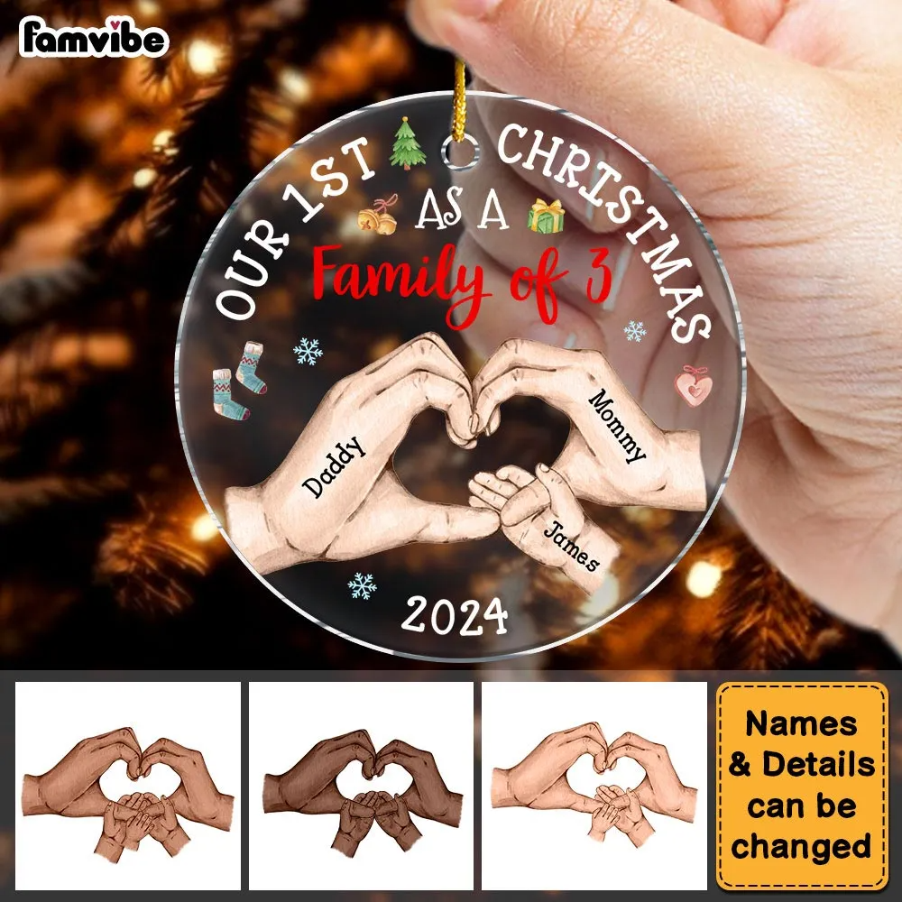 Personalized Baby's First Christmas As A Family Circle Ornament