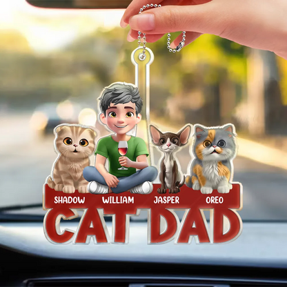 Cat Mom Cat Dad - Personalized Acrylic Car Hanger