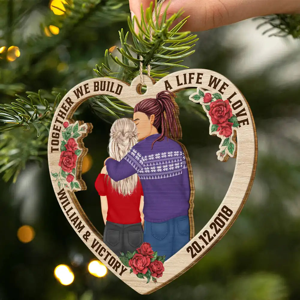 Forehead Kissing Couple Till Our Last Breath - Personalized Wooden Cutout Ornament