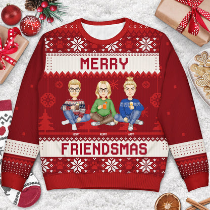 Merry Friendsmas - Christmas Gift For Besties - Personalized Unisex Ugly Sweater