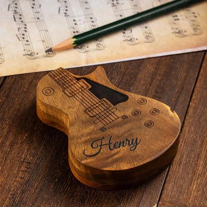 Personalised Wooden Guitar Picks with Storage Case Engraved Holder Box for Pick Set Gift for Guitar Player Musician Birthday Gift Idea