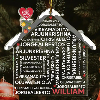 Christmas Family House - Personalized Custom Shaped Acrylic Ornament