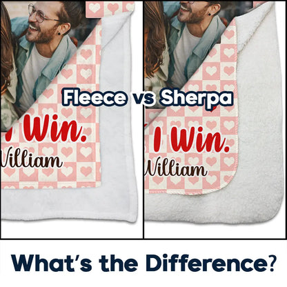 Custom Photo Couple I Love You More The End I Win - Personalized Fleece Blanket, Sherpa Blanket