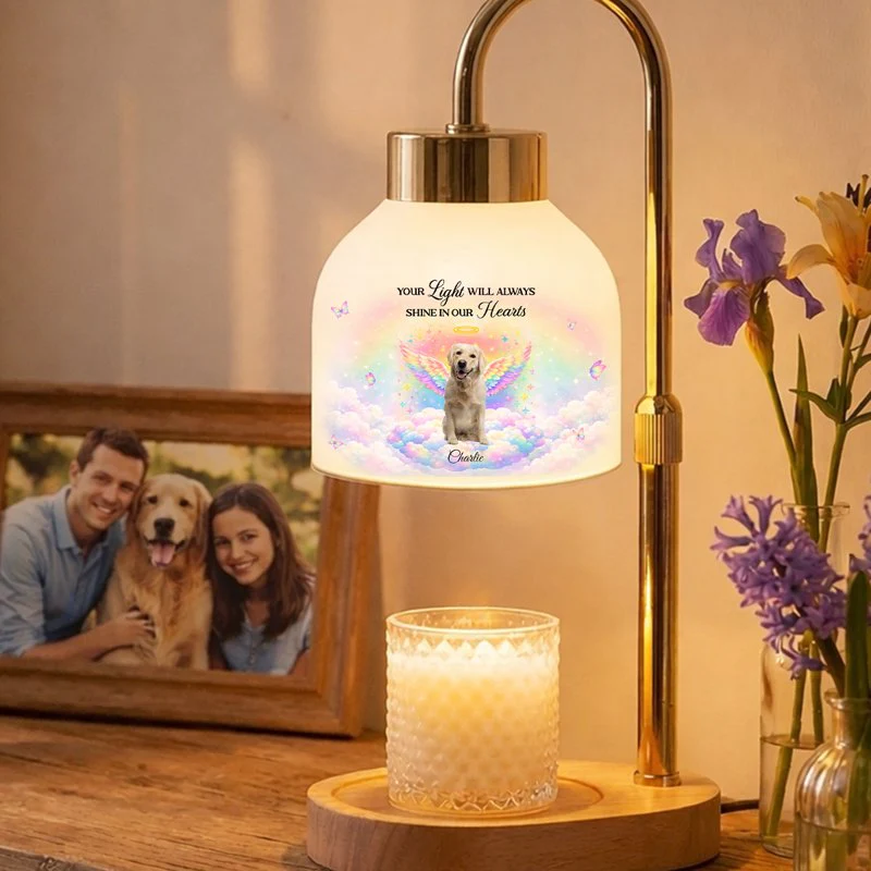Your Light Will Always Shine in My Heart Pet Memorial - Personalized Candle Warmer Lamp - Heartfelt Remembrance Keepsake