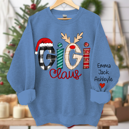 Gigi Claus Sweatshirt, 2024 Christmas Nana Sweatshirt, Custom Grandma Claus Christmas