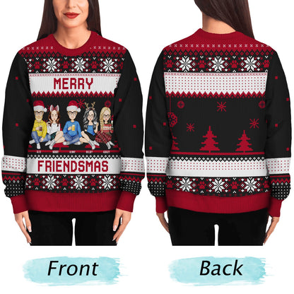 Merry Friendsmas - Christmas Gift For Besties - Personalized Unisex Ugly Sweater