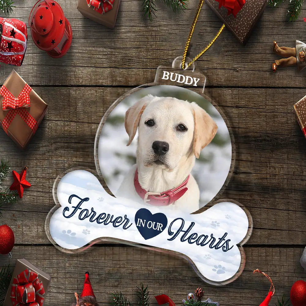 Custom Photo Forever In Our Hearts - Personalized Custom Shaped Acrylic Ornament