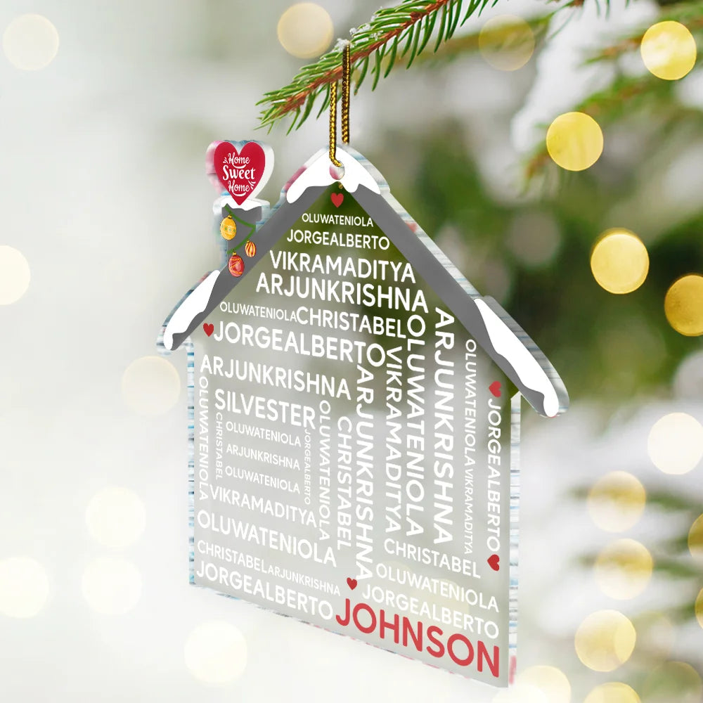 Christmas Family House - Personalized Custom Shaped Acrylic Ornament