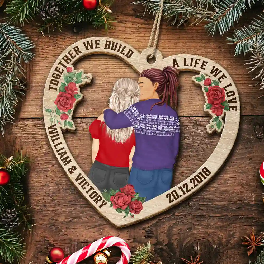 Forehead Kissing Couple Till Our Last Breath - Personalized Wooden Cutout Ornament