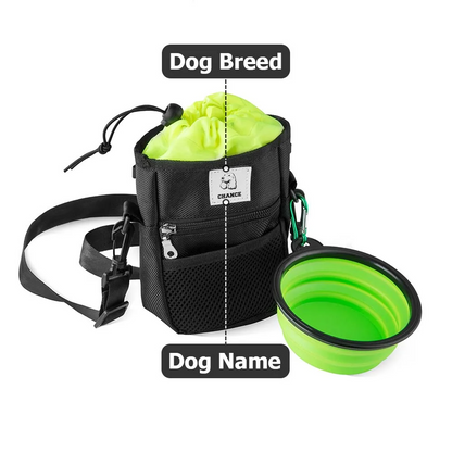 Personalised Dog Portrait Waterproof Training Bag with Water Bowl and Biodegradable Garbage Bag Birthday Training Accessory Gift for Dog Owner