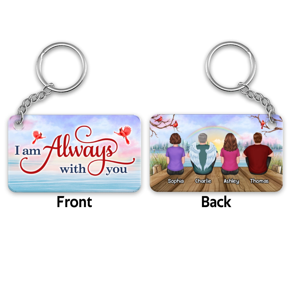 Memorial Family Rainbow Bridge Remembrance Gift Personalized Acrylic Keychain