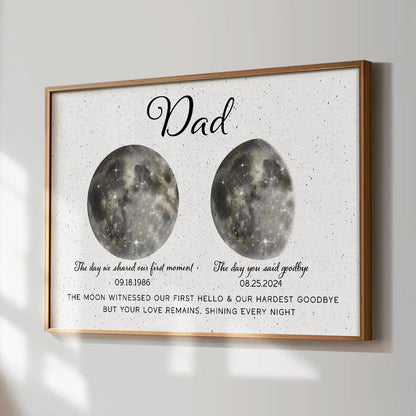 The Moon Witnessed Our First Hello And Our Hardest Goodbye Memorial Golden Dust Moon Phase Personalized Poster