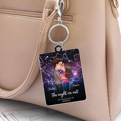 Couple Kissing Under the Galaxy Star Map by Location & Date Personalized Acrylic Keychain