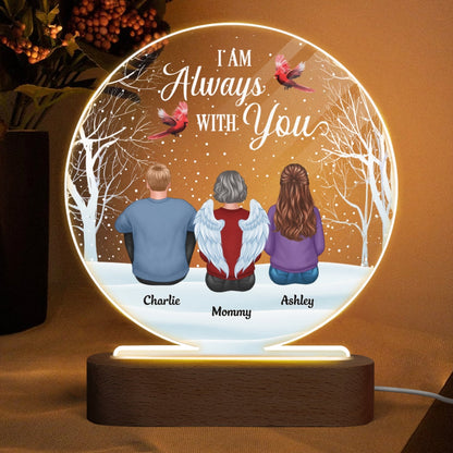 Always With You Family Memorial Snow Personalized Circle Acrylic Plaque LED Lamp Night Light