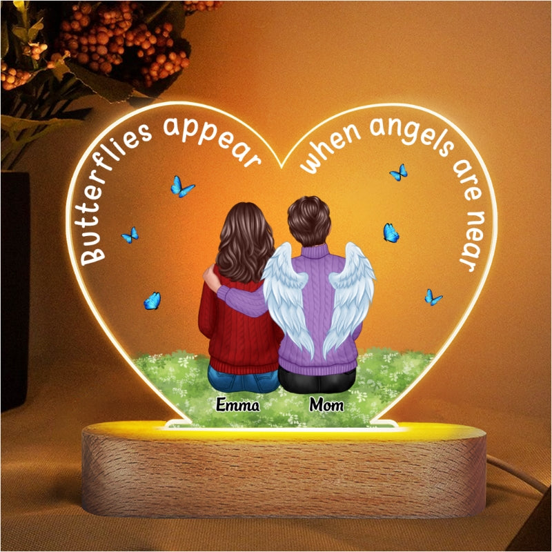 Family Sitting On Grass Memorial Remembrance Personalized Heart Acrylic Plaque LED Lamp Night Light