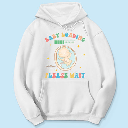 Baby Loading Please Wait Personalized Shirt for New Mom, Pregnancy Announcement Gift for Her, Cute Baby Announcement Shirt for Pregnancy Reveal Shirt