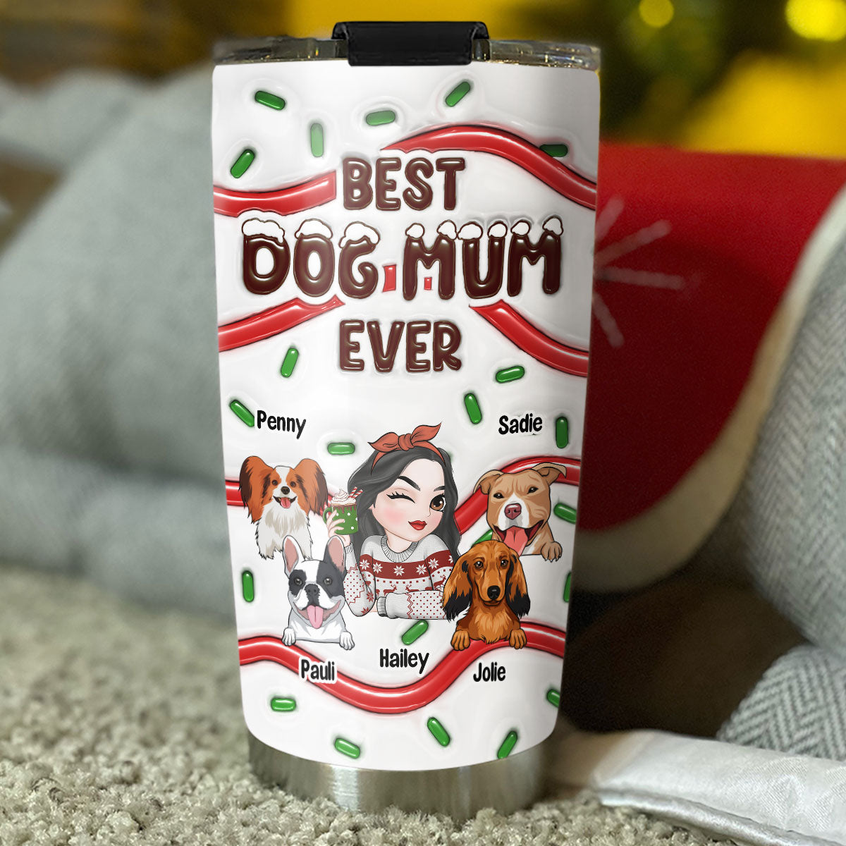 Best Dog Mom Cake - Personalized Custom 3D Inflated Effect Tumbler